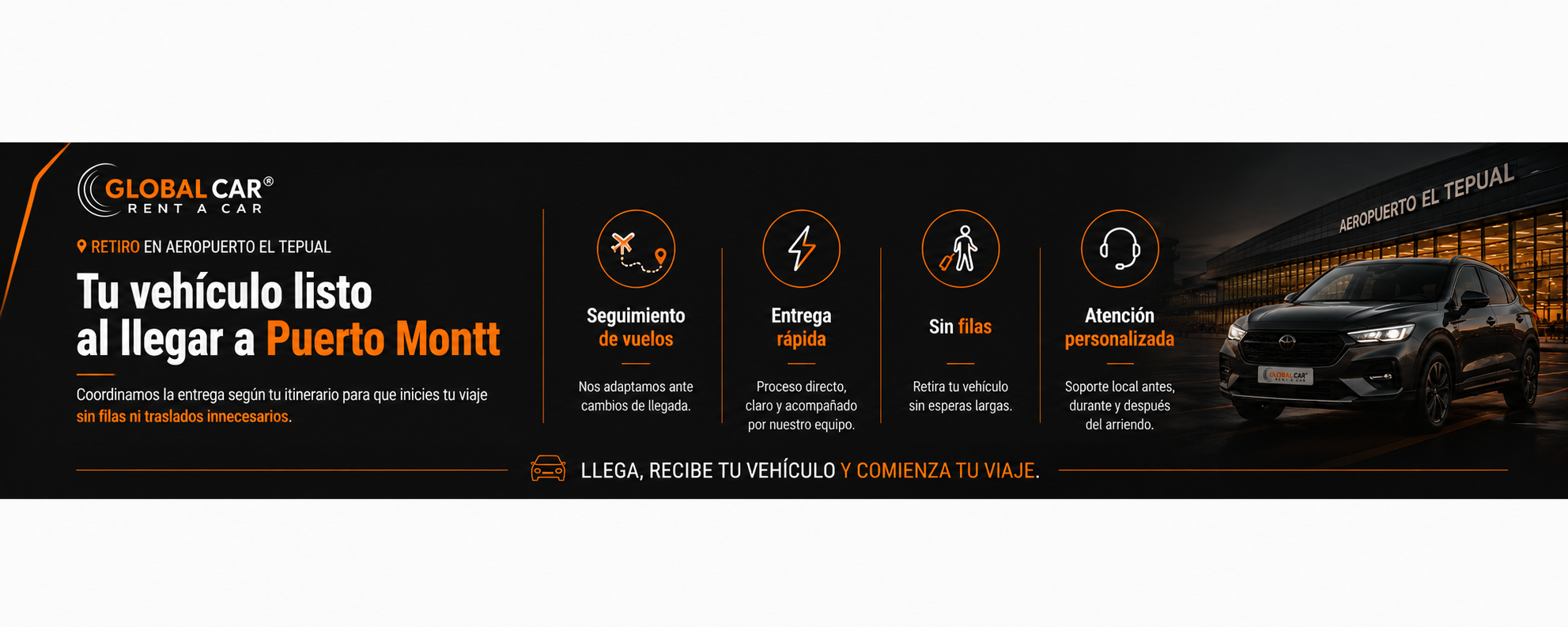 Retiro en Aeropuerto El Tepual Puerto Montt con seguimiento de vuelos, entrega rapida, sin filas y atencion personalizada